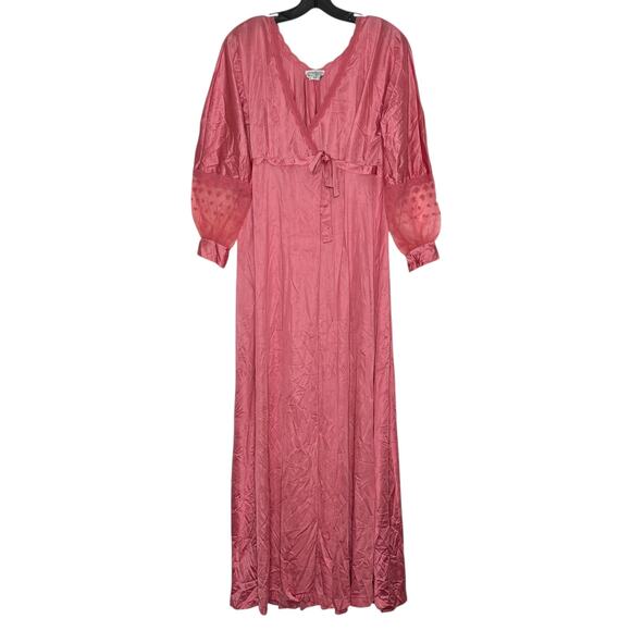 Vintage Robe Nightgown Slip Dress Coquette Romantic Balletcore Lace Pink Size PM - Picture 2 of 16